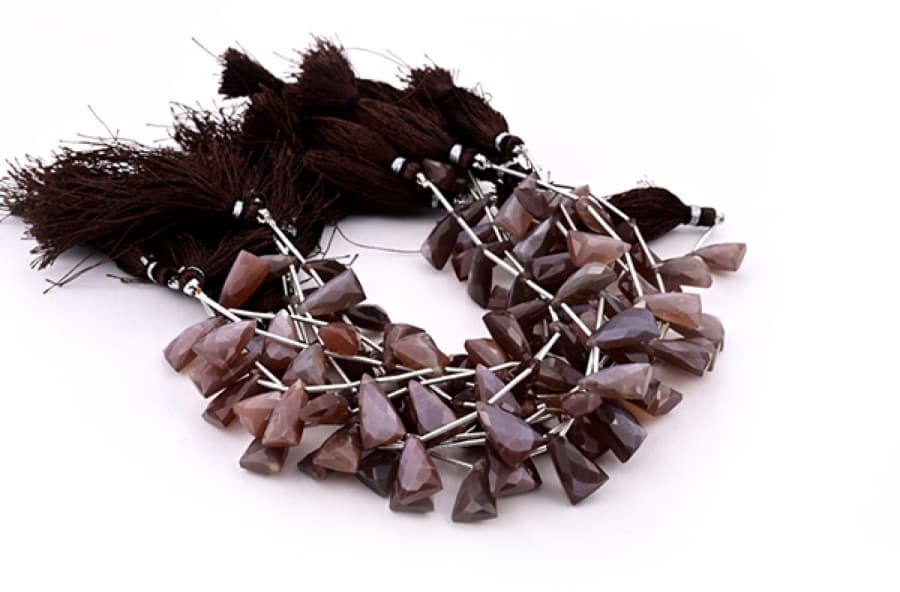 Chocolate Moonstone 9x15mm Faceted Pyramid gemstone bead strand