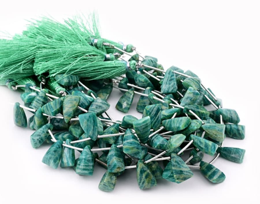 Russian Amazonite 9x15mm Faceted Pyramid gemstone bead strand