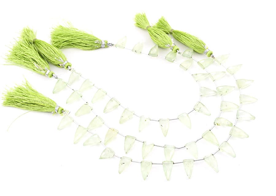 Prehnite 7x13mm Faceted Arrowhead gemstone bead strand