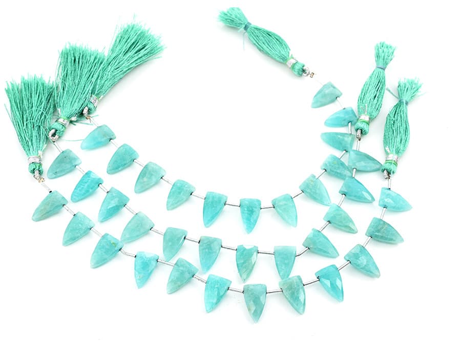 Amazonite 9x15mm Faceted Arrowhead gemstone bead strand