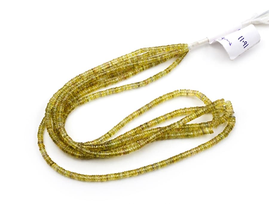 Sapphire Apple Green 3-5mm Faceted Heishi gemstone bead strand