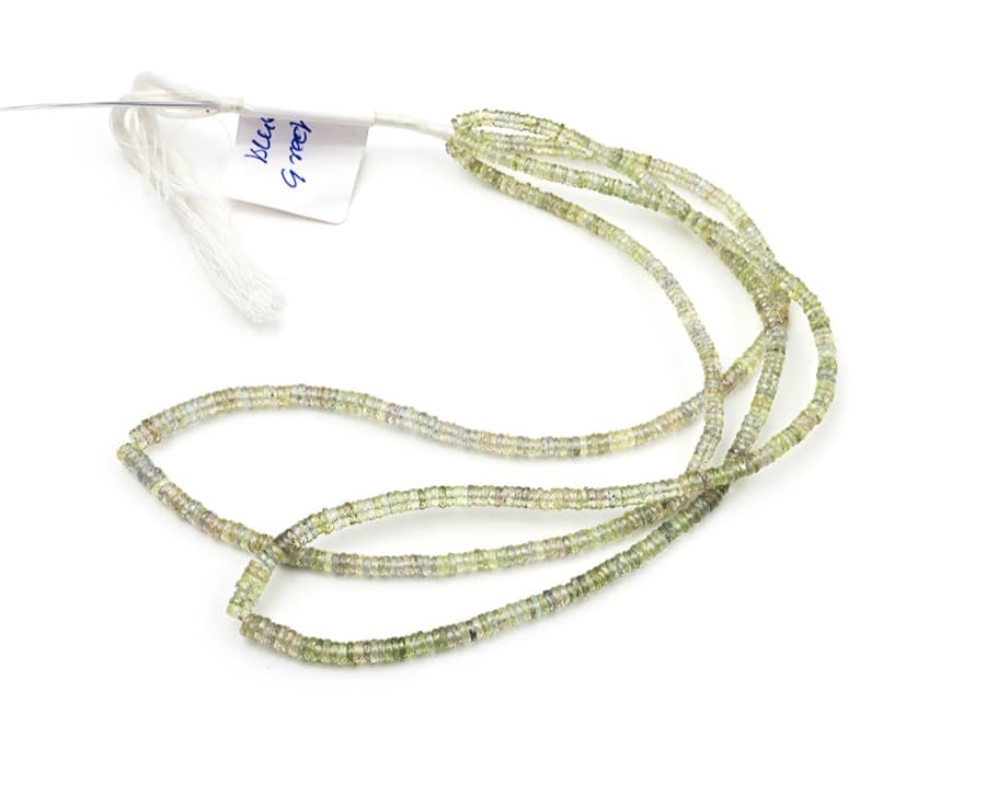 Sapphire Blue Green 3-5mm Faceted Heishi gemstone bead strand