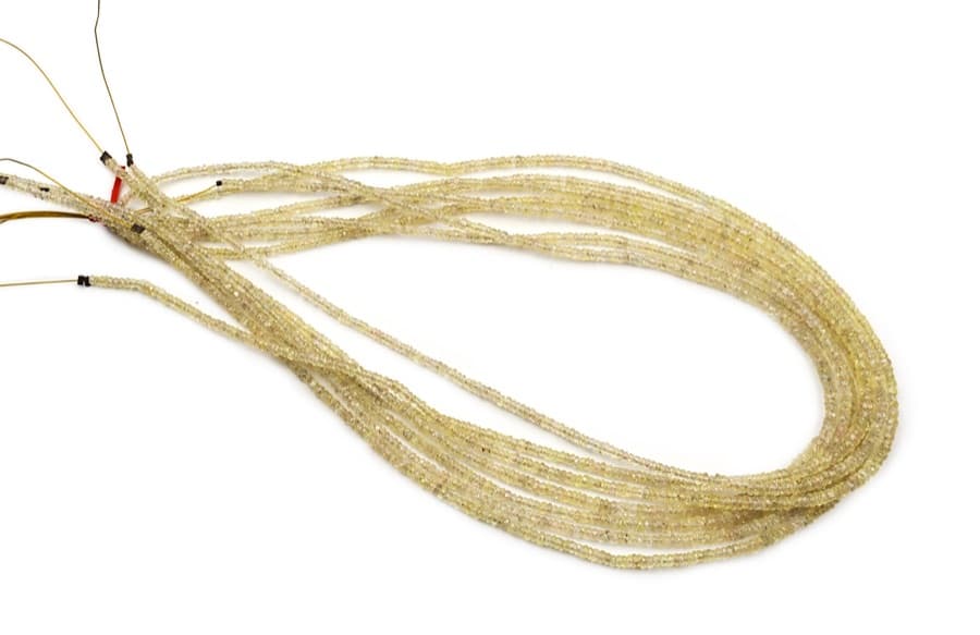 Sapphire Lemon 3-4mm Faceted Rondelle gemstone bead strand