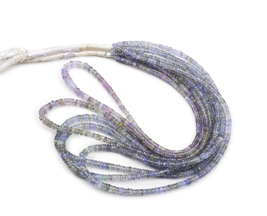 Sapphire Light Blue 3-4mm Faceted Rondelle gemstone bead strand