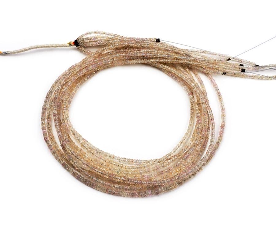 Sapphire White 3-4mm Faceted Rondelle gemstone bead strand