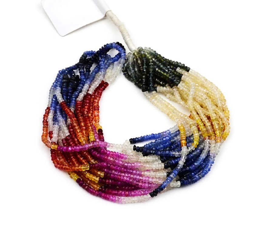 Multi Sapphire 3mm Faceted Rondelle gemstone bead strand