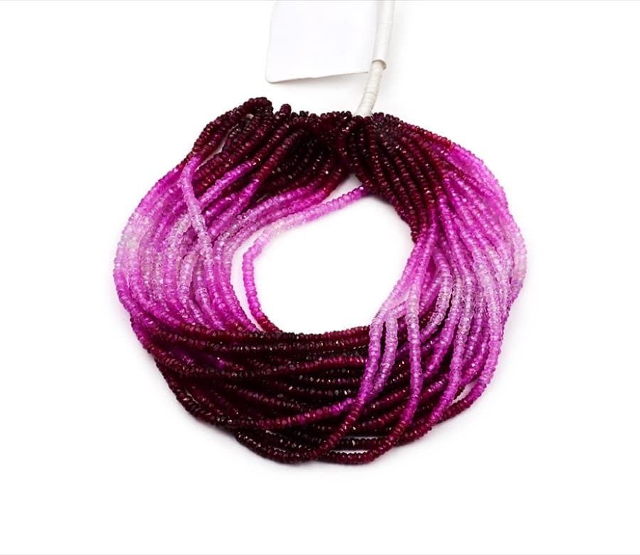 Natural Ruby Shaded 2.5-3mm Faceted Rondelle gemstone bead strand