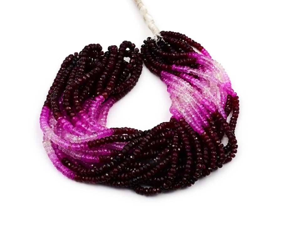 Natural Ruby Shaded 4.5-5mm Faceted Rondelle gemstone bead strand