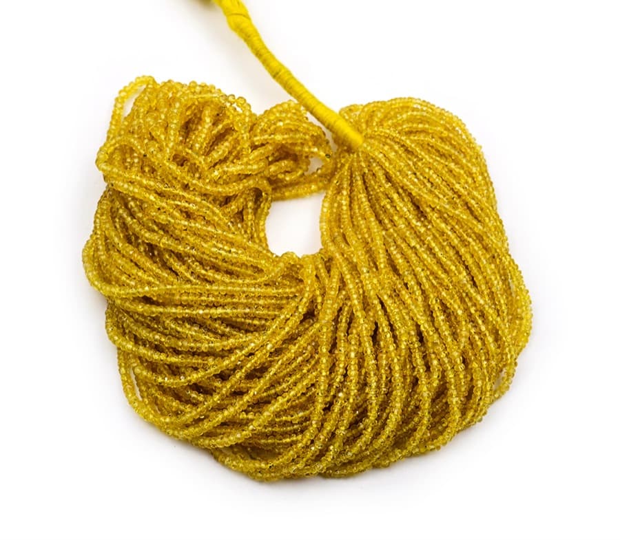 Lemon Yellow Sapphire 2.5-3.5mm Faceted Rondelle gemstone bead strand