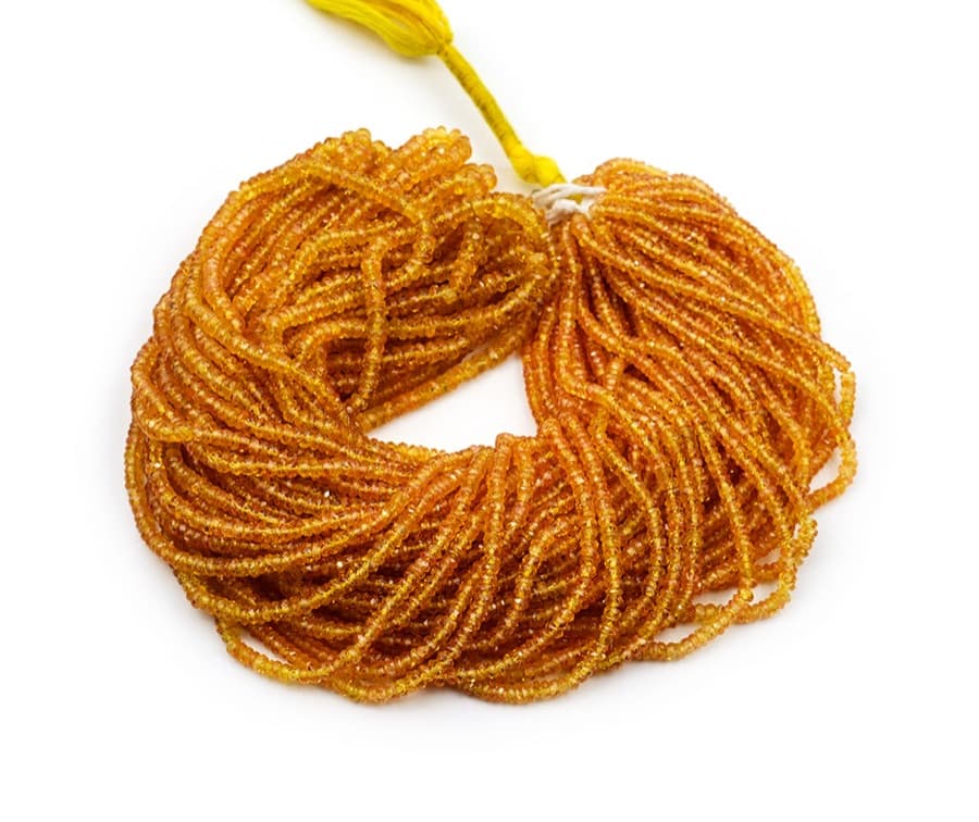 Orange Sapphire 2.5-3mm Faceted Rondelle gemstone bead strand