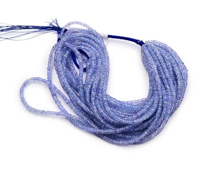 Ceylon Sapphire 3mm-4mm Faceted Rondelle gemstone bead strand