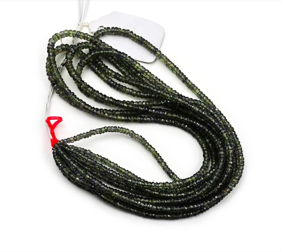 Green Sapphire 3-4mm Faceted Rondelle gemstone bead strand