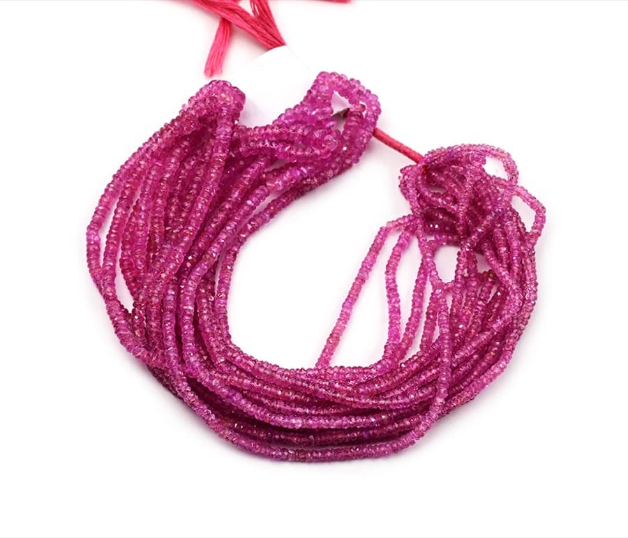 Pink Sapphire 2.5 -4mm Faceted Rondelle gemstone bead strand