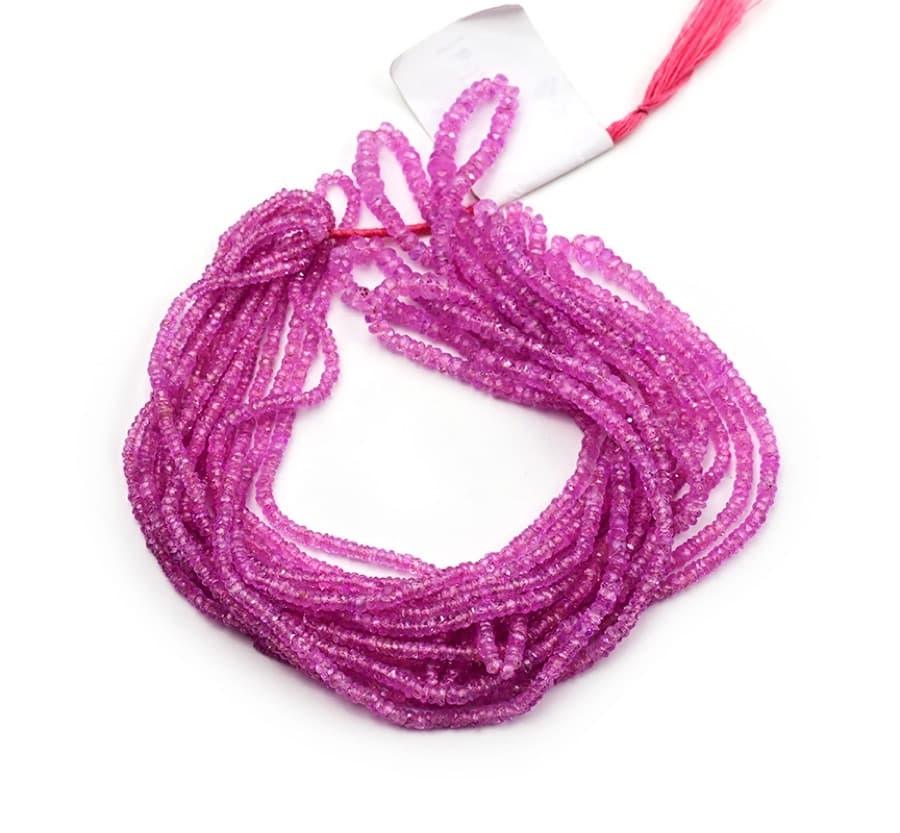 Pink Sapphire 2-3.5mm Faceted Rondelle gemstone bead strand