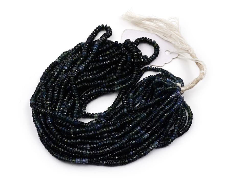 Shaded Blue Australian Sapphire 3-4mm Faceted Rondelle gemstone bead strand