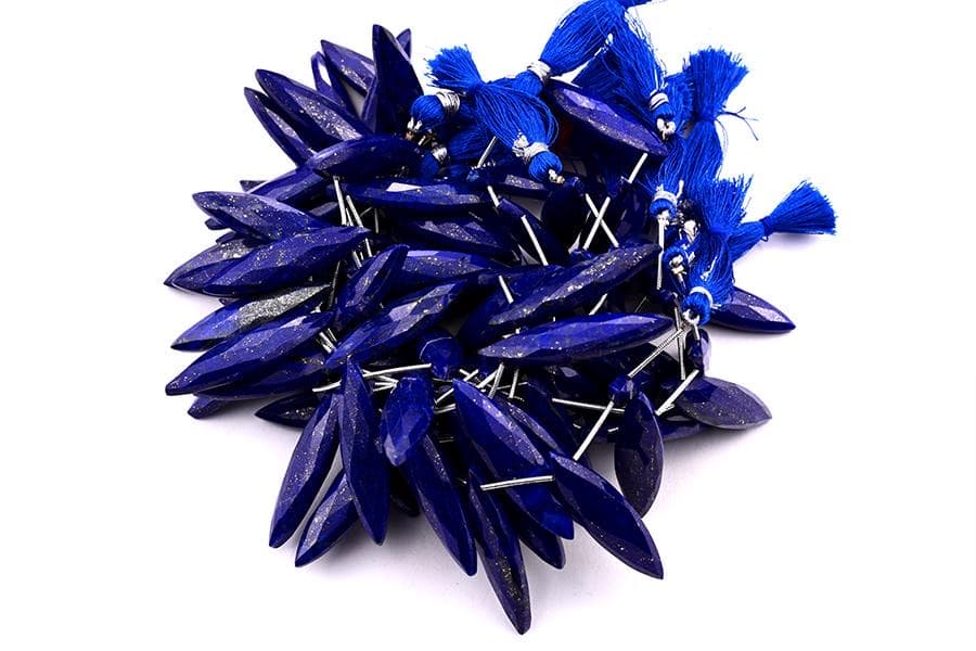 Lapis Lazuli 11x40mm Faceted Marquise gemstone bead strand
