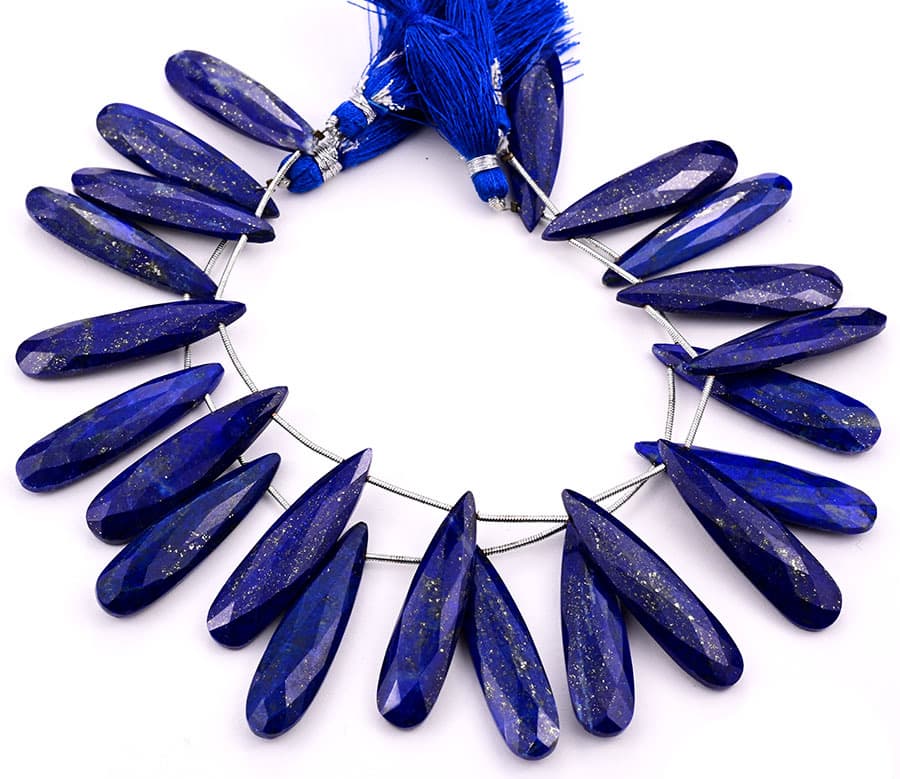 Lapis Lazuli 10x40mm Faceted Pear gemstone bead strand