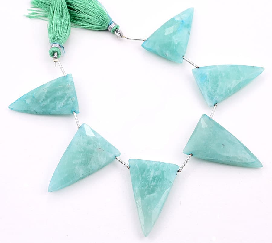 Amazonite 22x34mm Faceted Triangle gemstone bead strand