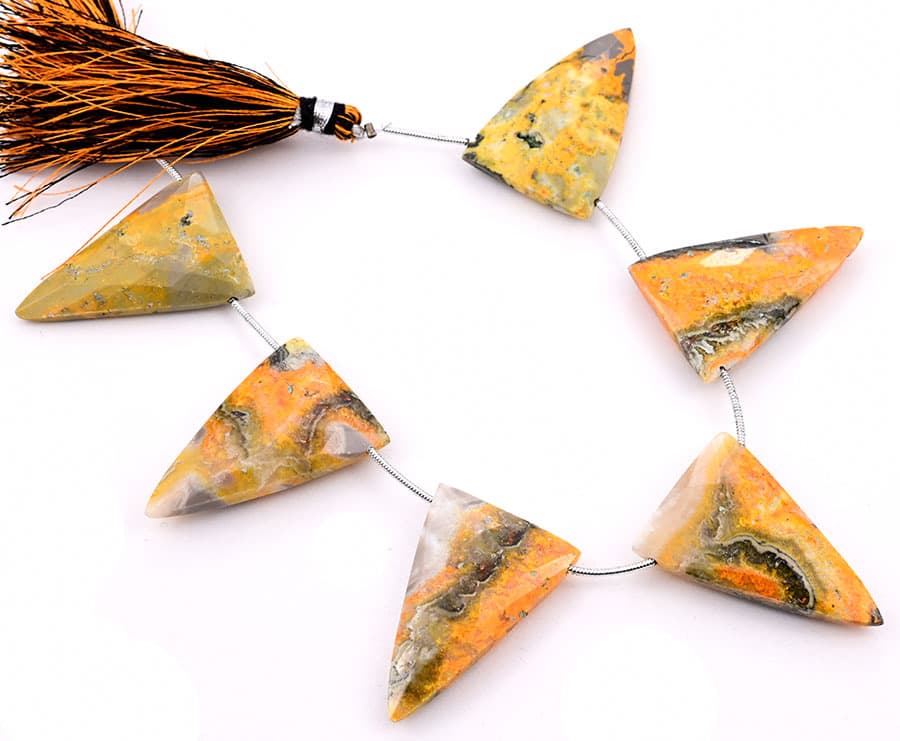 Bumble Bee Jasper 22x34mm Faceted Triangle gemstone bead strand