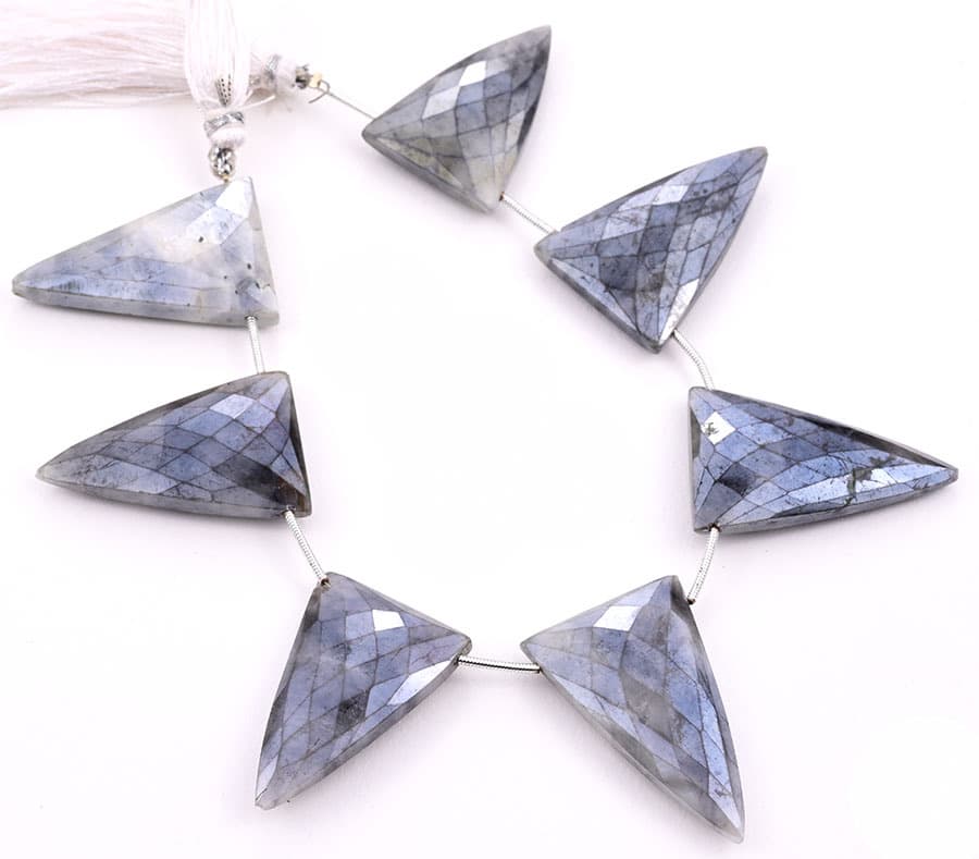 Gray Sliverite 22x34mm Faceted Triangle gemstone bead strand