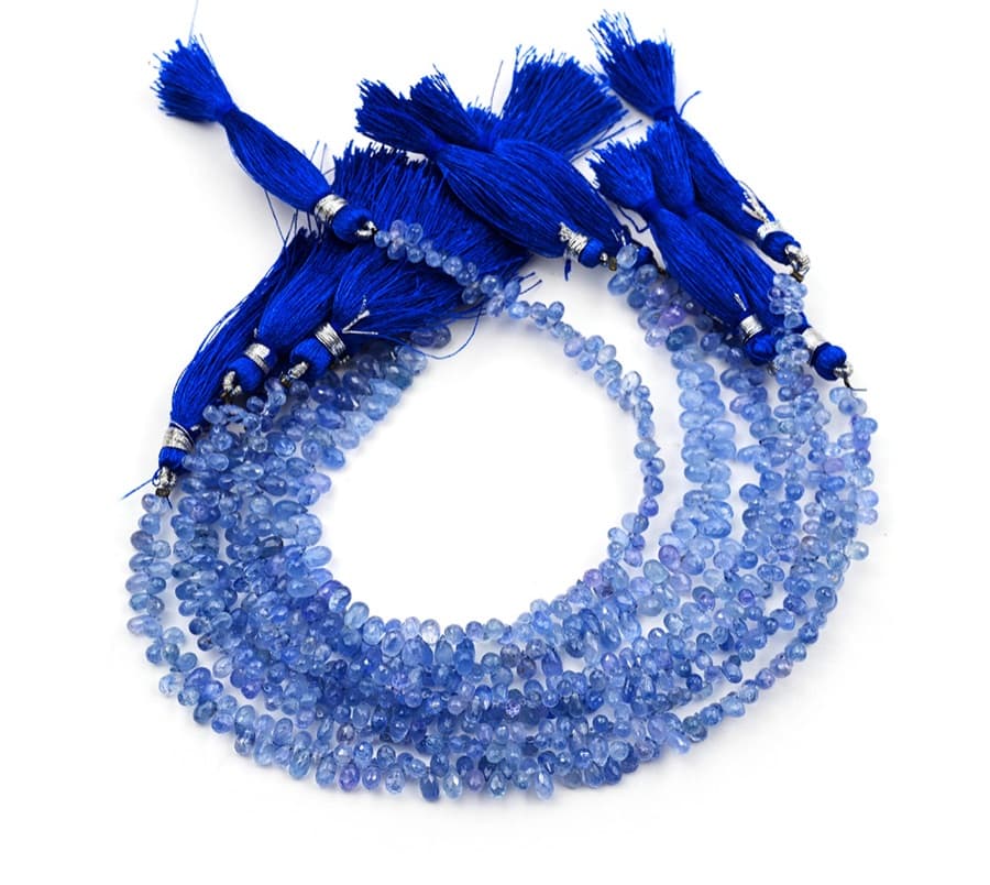 Natural Blue Ceylon Sapphire 2X3mm Faceted Tear Drop gemstone bead strand