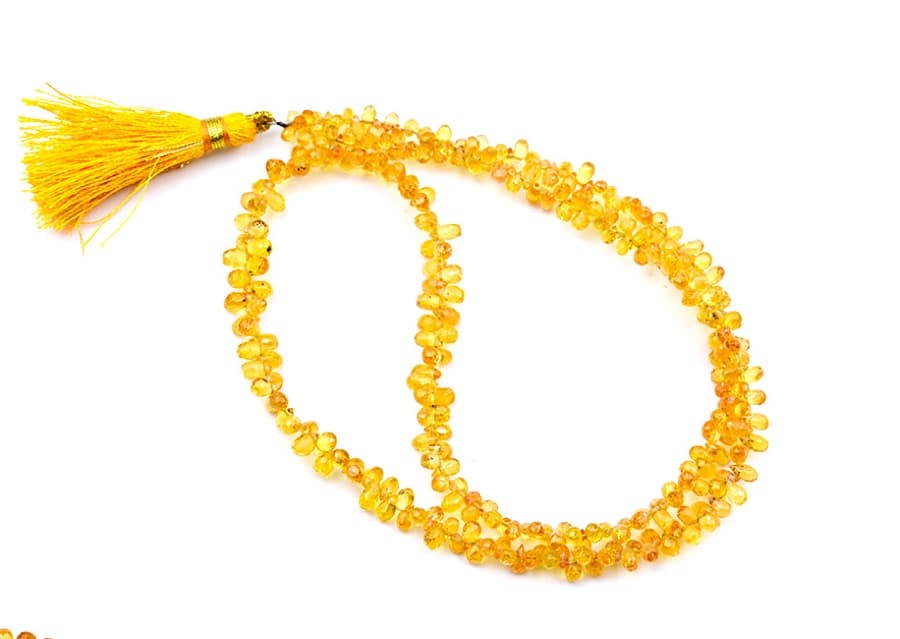 Natural Yellow Sapphire 3X5mm Faceted Tear Drop gemstone bead strand