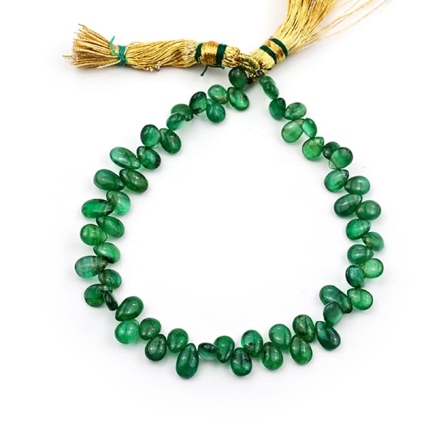 Natural Emerald 4X7mm Smooth Pear gemstone bead strand