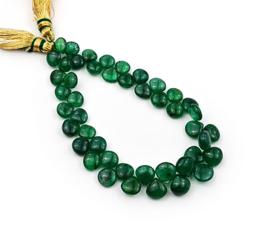 Natural Emerald 7-8mm Smooth Heart gemstone bead strand
