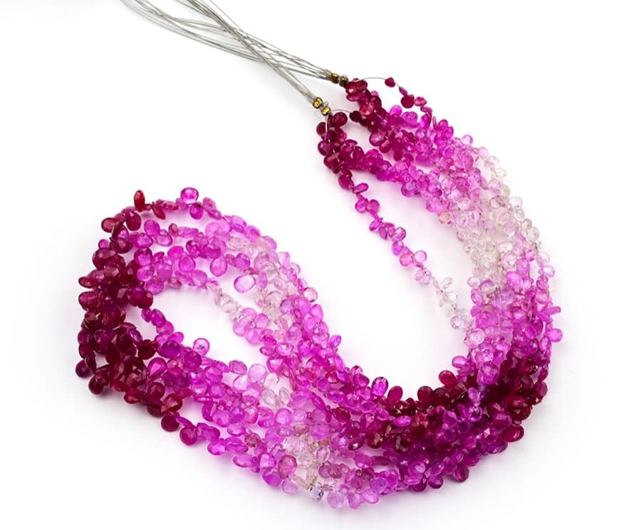 Natural Ruby Shaded 2.5-4mm Faceted Tear Drops gemstone bead strand
