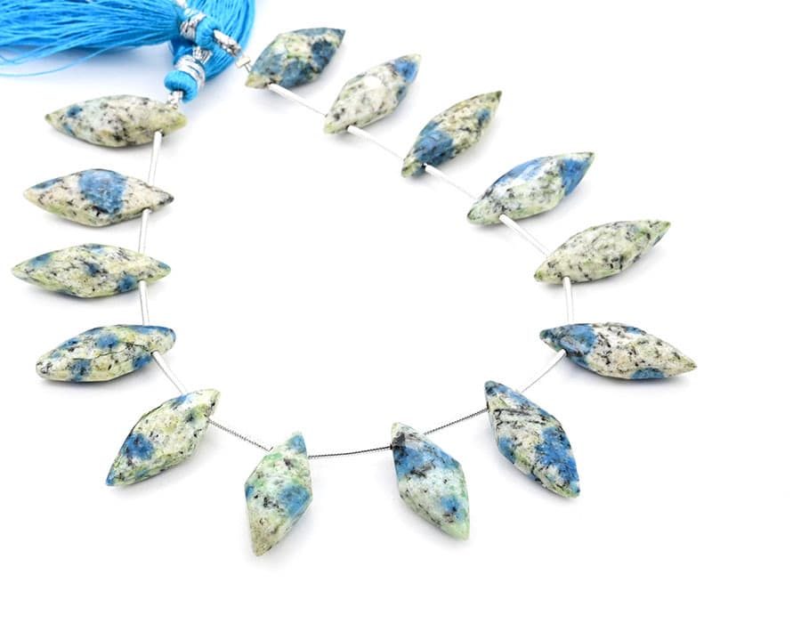 K2 Granite 10x25mm Faceted Diamond Cut (Small) gemstone bead strand