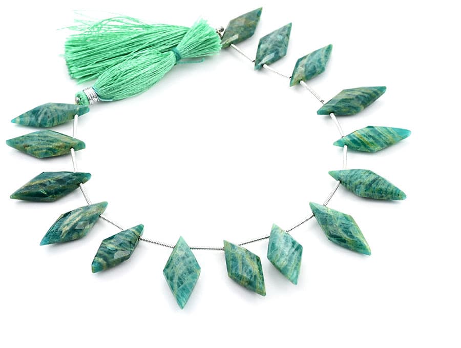 Russian Amazonite 10x25mm Faceted Diamond Cut (Small) gemstone bead strand