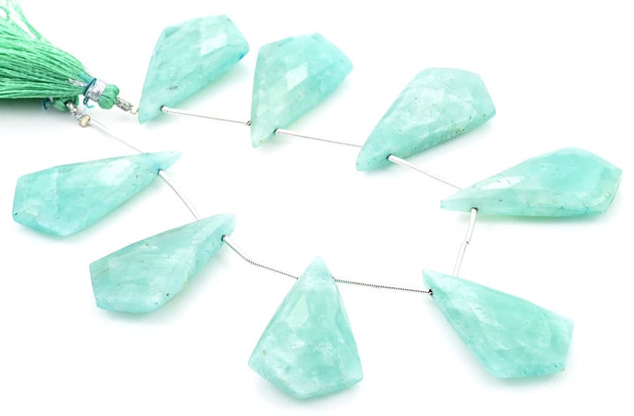 Amazonite 20x37mm Faceted Kite shape gemstone bead strand