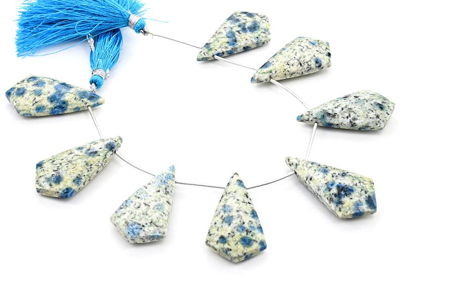 K2 Granite 20x37mm Faceted Kite shape gemstone bead strand