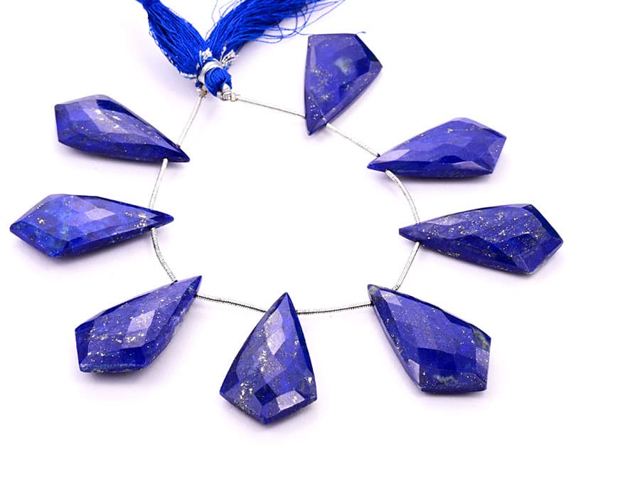 Lapis Lazuli 20x37mm Faceted Kite shape gemstone bead strand