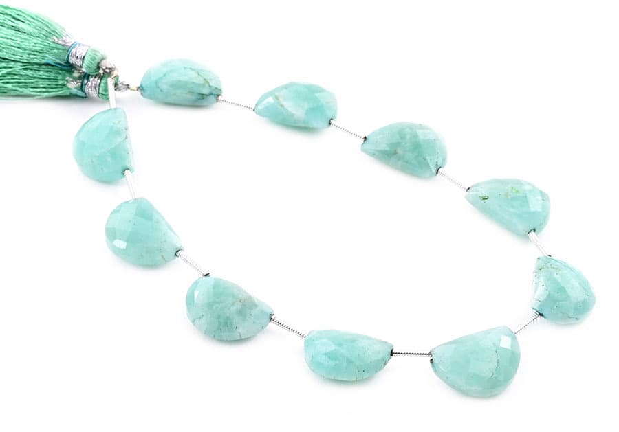 Amazonite 11x15mm Faceted Half Moon (D shape) gemstone bead strand