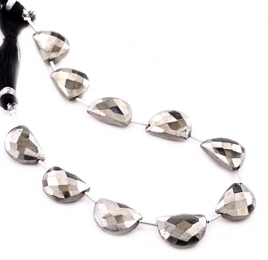 Black Onyx 11x15mm Faceted Half Moon (D shape) gemstone bead strand