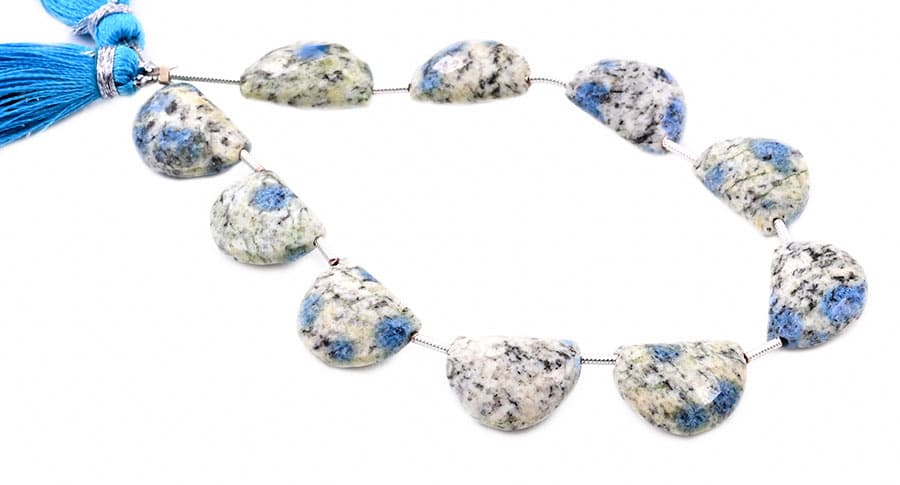 K2 Granite 11x15mm Faceted Half Moon (D shape) gemstone bead strand