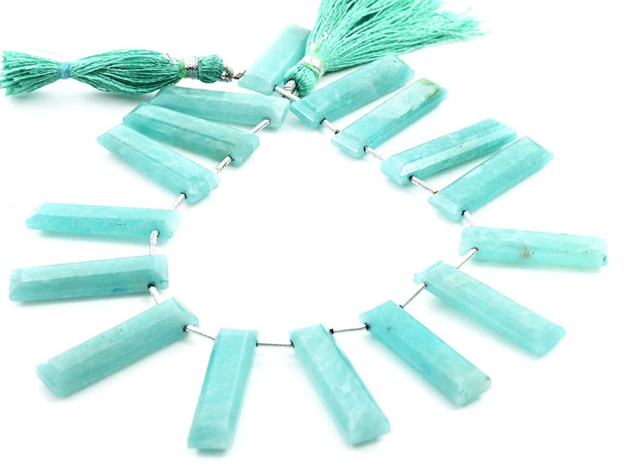 Amazonite 7x28mm Faceted Rectangle gemstone bead strand