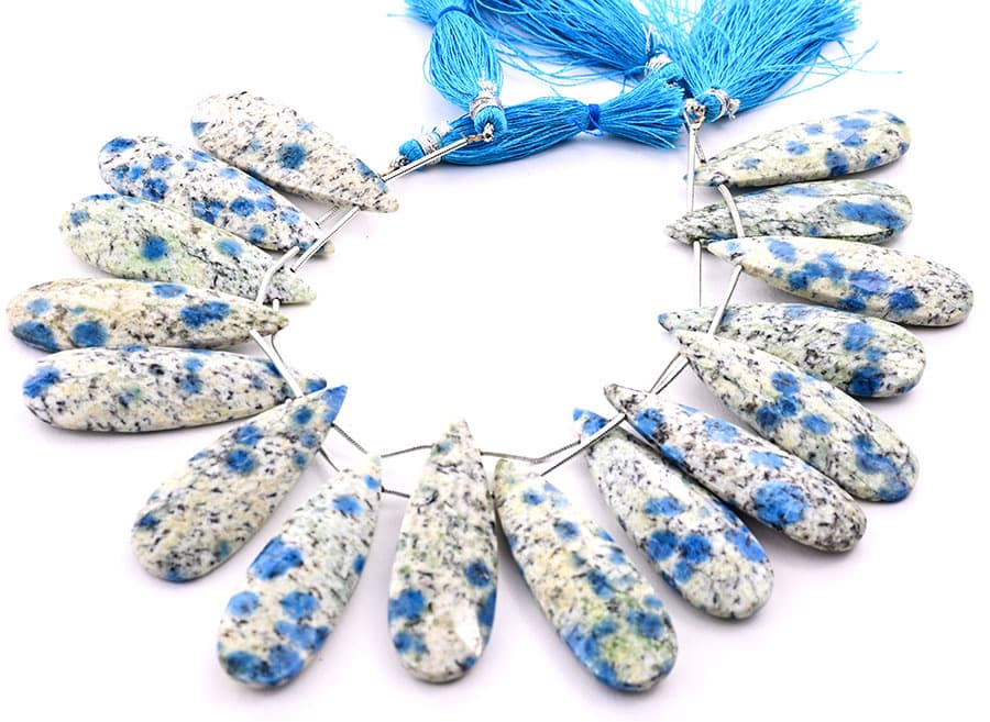 k2 Granite 15x45mm Faceted Pear gemstone bead strand