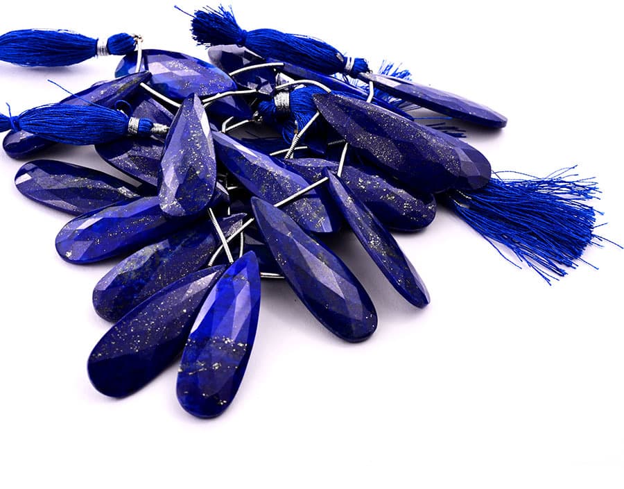 Lapis Lazuli 15x45mm Faceted Pear gemstone bead strand