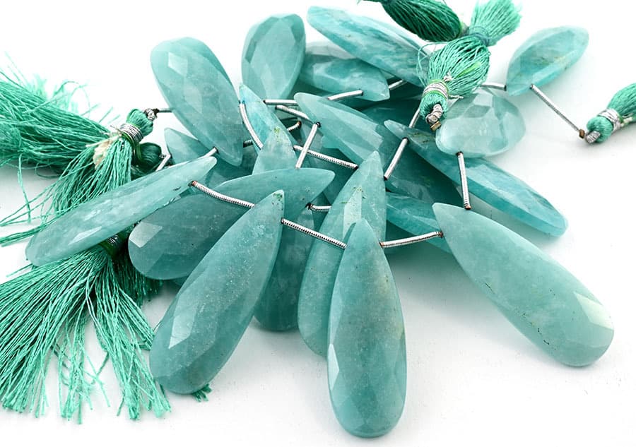 Amazonite 15x45mm Faceted Pear gemstone bead strand