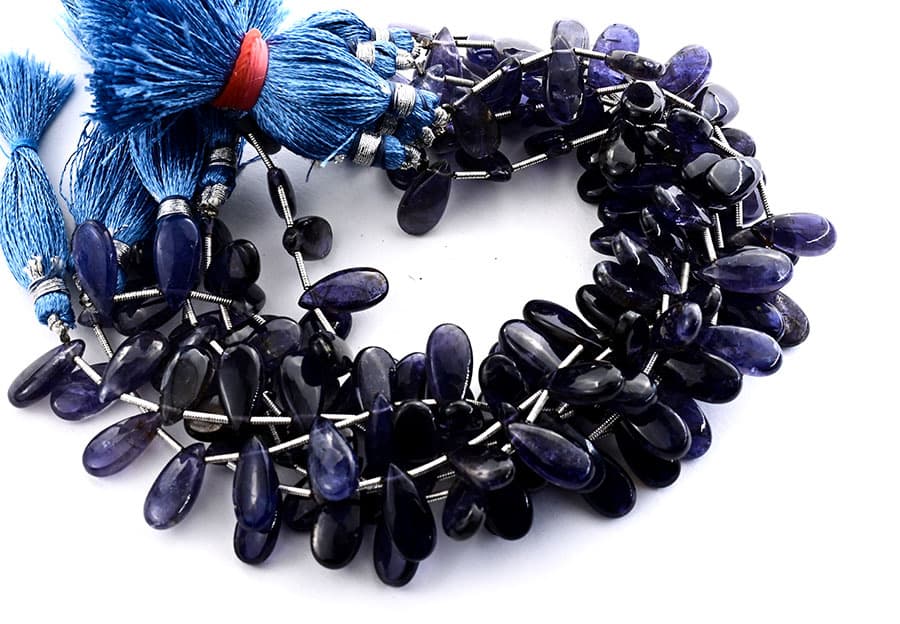 Iolite 7X15mm Smooth Pear gemstone bead strand