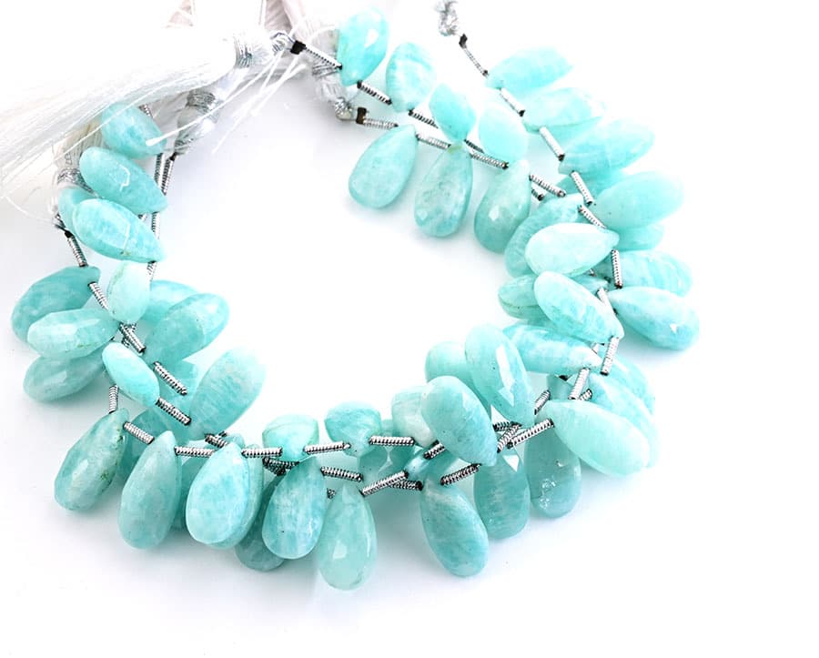 Amazonite 7X15mm Faceted Pear gemstone bead strand