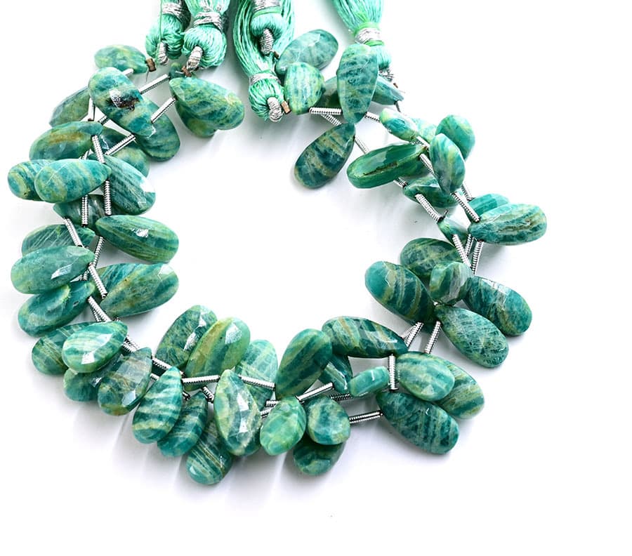 Russian Amazonite 7X15mm Faceted Pear gemstone bead strand