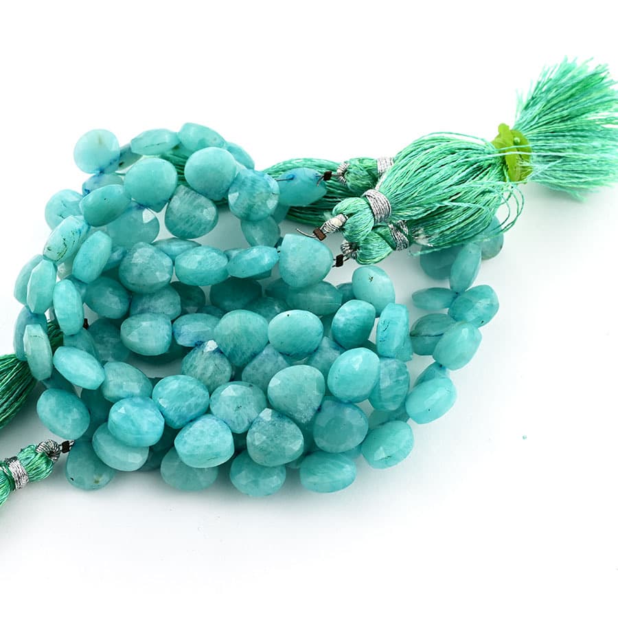 Amazonite 9mm Faceted Heart (Calibrated) gemstone bead strand