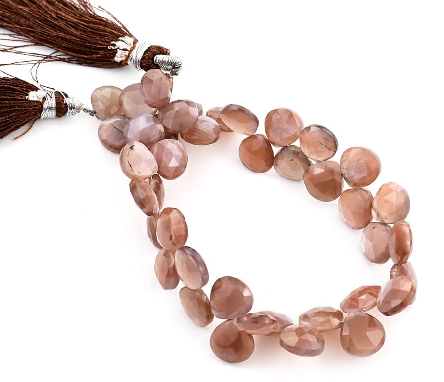 Chocolate Moonstone 7mm Faceted Heart (Calibrated) gemstone bead strand