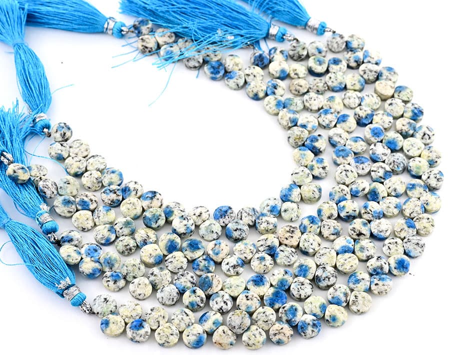 k2 Granite 7mm Faceted Heart (Calibrated) gemstone bead strand