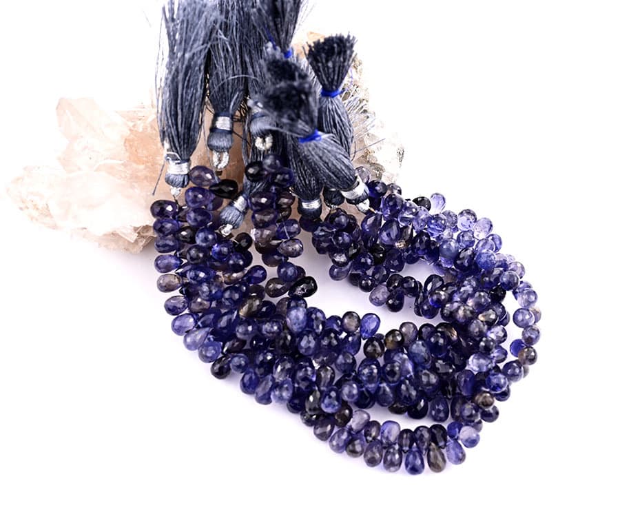 Iolite 5X8mm Faceted Tear Drops (Calibrated) gemstone bead strand