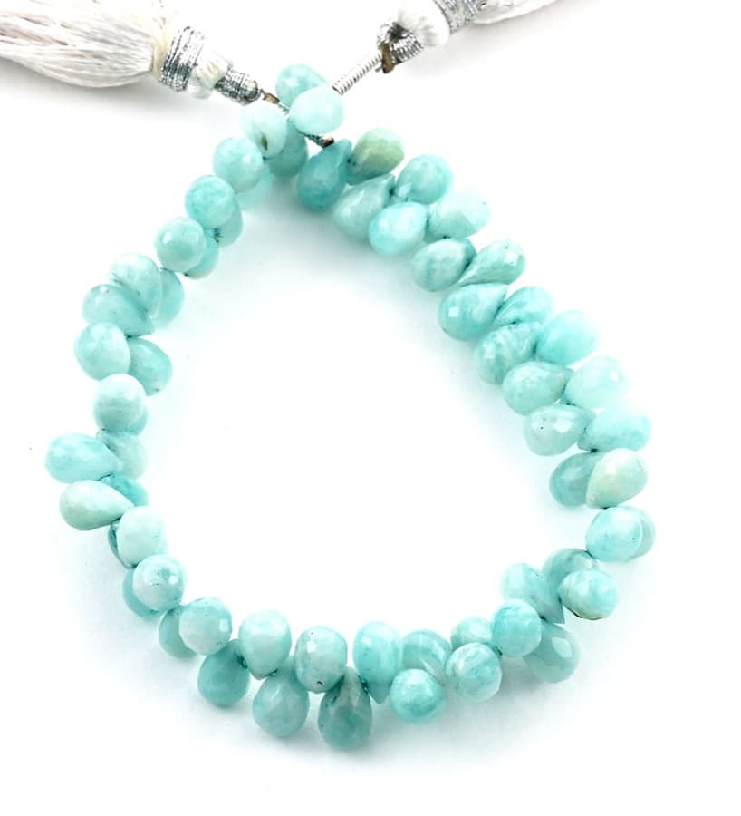 Amazonite 4X6mm Faceted Tear Drops (Calibrated) gemstone bead strand