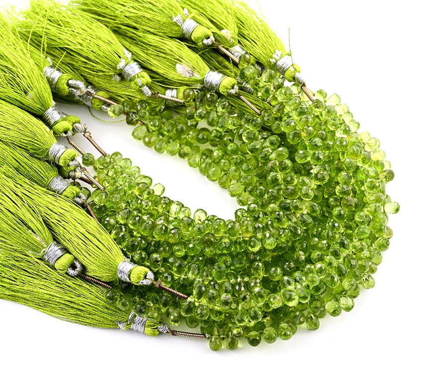 Peridot 4X6mm Faceted Tear Drops (Calibrated) gemstone bead strand
